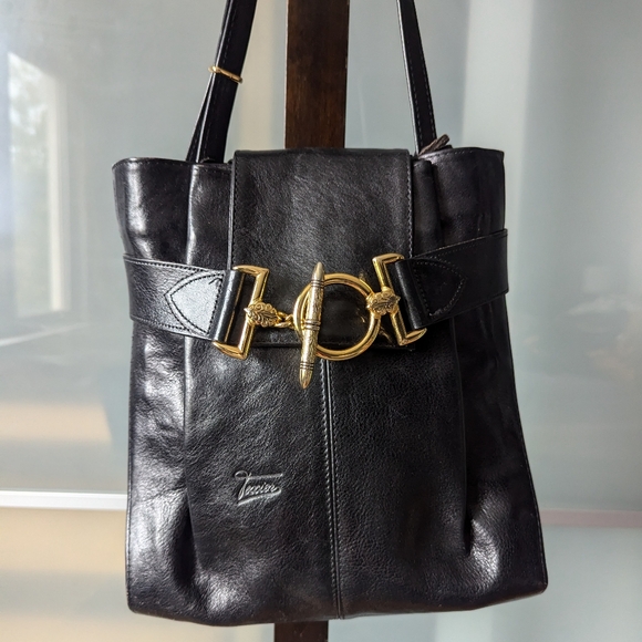 🇫🇷 RARE 1980s Luxury Texier ⚫ Leather Ring Buckle Crossbod Shoulder Bag France - Picture 5 of 16